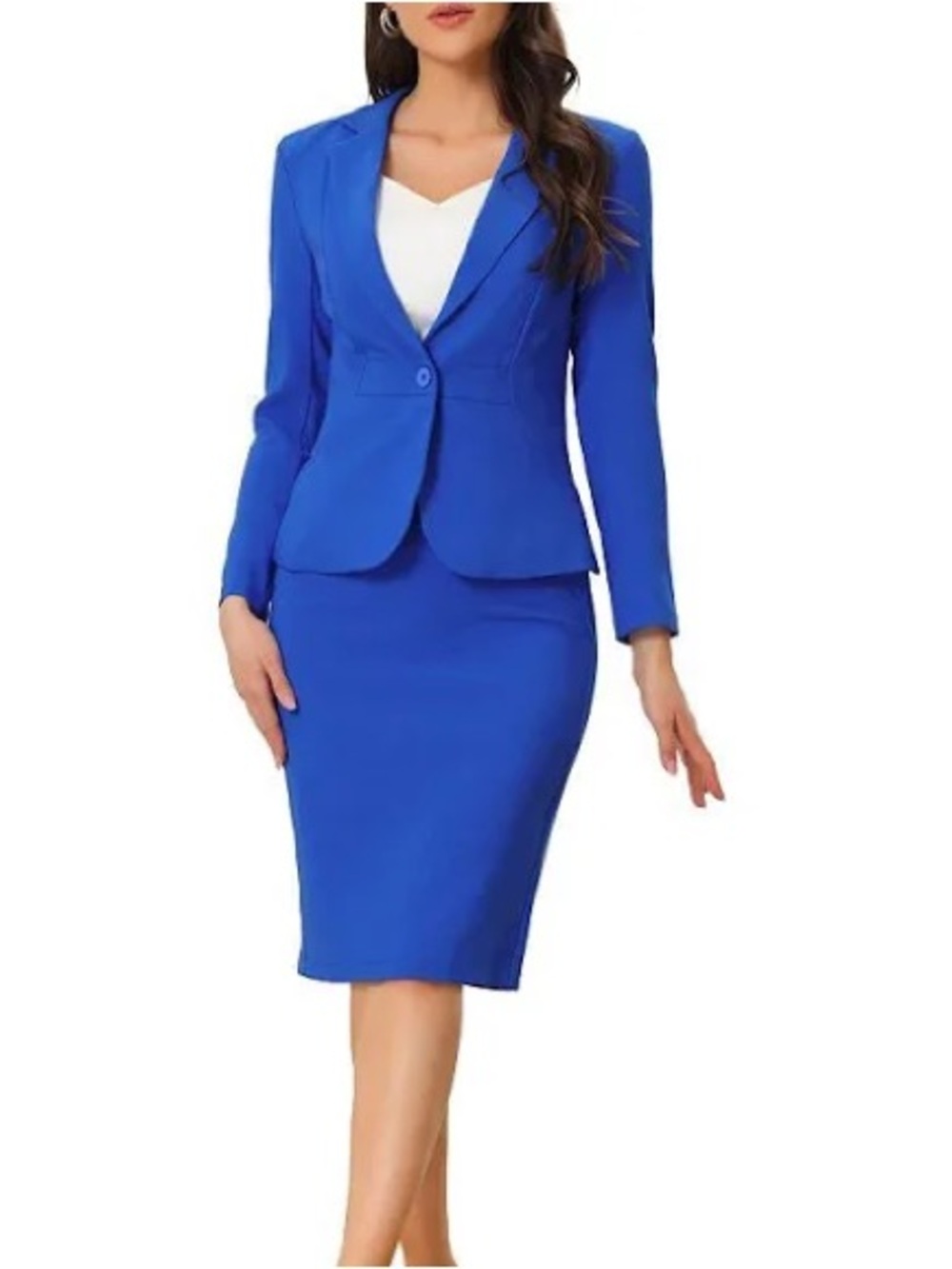 Kasper: 16, Royal Blue Women's Two-Piece Suit Jacket & Pencil Skirt